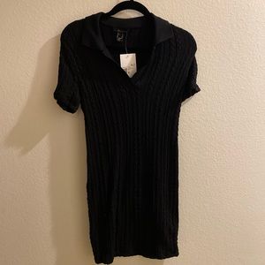 Forever 21 size small black cable knit dress with collar